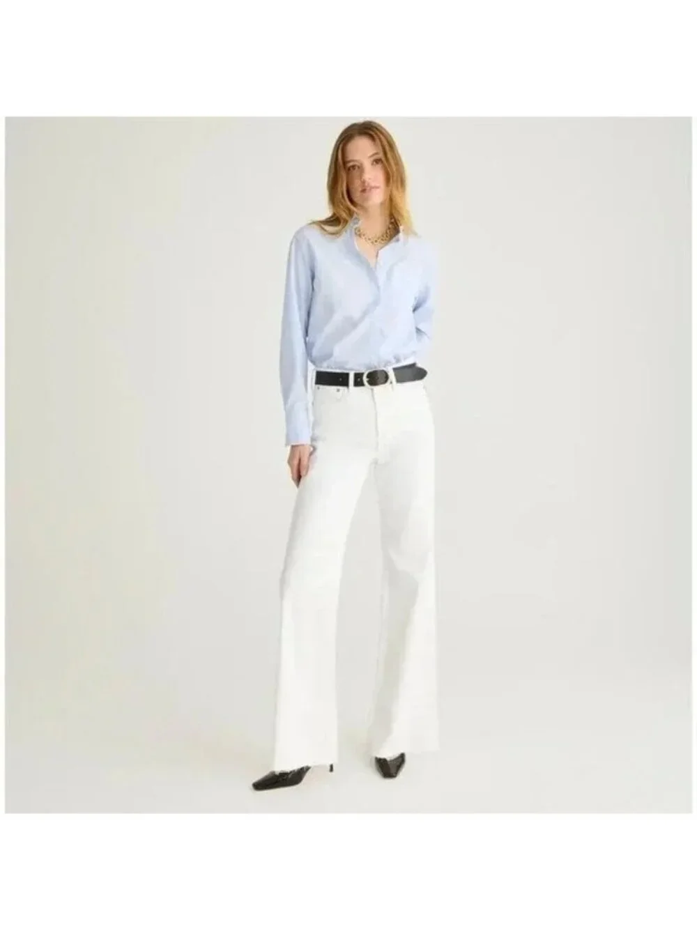 J. Crew Tall Full Length Slim Wide Leg Jean White Relaxed High Rise US 31 NWT